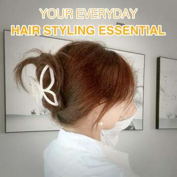 Big Hair Claw Clips Butterfly Hair Clips 4.33"" -Acetate Claw Clips -Large Claw Clips - Metal Hair Clips - Strong Hold for Women Girls Thick Hair - Anti-slip Grip Clip 2 Pcs, white;grizzly