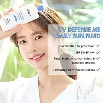 MAKEPREM Defense Me Daily Vegan Sun Fluid Non-greasy Calming Hydrating SPF 50+PA++++ Sunblock Reef-safe UV Broad Protection Sunscreen Blue Ray Sensitive Acne-Prone Oily Skin Face Body Korean Skincare