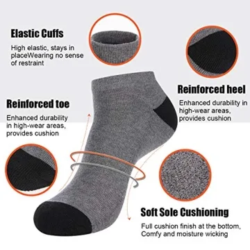 COOVAN 10 Pairs Mens Ankle Socks - Durable, Comfortable Wear