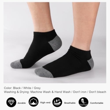 COOVAN 10 Pairs Mens Ankle Socks - Durable, Comfortable Wear