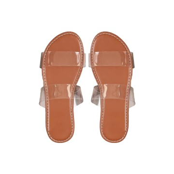 GORGLITTER Women's Clear Sandals - Stylish Open Toe Transparent Slides