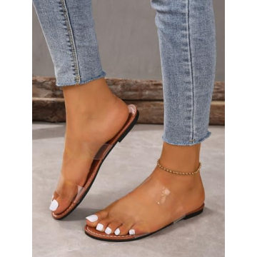 GORGLITTER Women's Clear Sandals Open Toe Two Strap Style