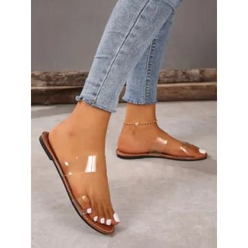 GORGLITTER Women's Clear Sandals Open Toe Two Strap Style