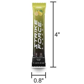 Strike Force Energy Drink Mix - Lemon Flavor - Natural Tasting Caffeine Drink - Turn Any Drink into a Healthy Energy Drink - Zero Calories, Keto Friendly, Sugar Free, Pre Workout (10 Liquid Packs)