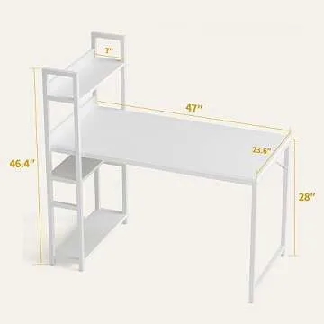 CubiCubi 47 Inch Stylish Computer Desk with Shelves