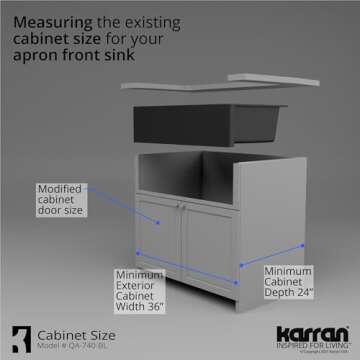 Karran Quartz Apron Front/Farmhouse Kitchen Sink 34 in. Single Bowl in Black