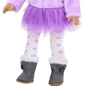 Sophia's Gray Suede Winter Boots with White Faux Fur Lining and Trim Plus Gray Side Button and Soft Tan Soles for 18" Dolls, Gray