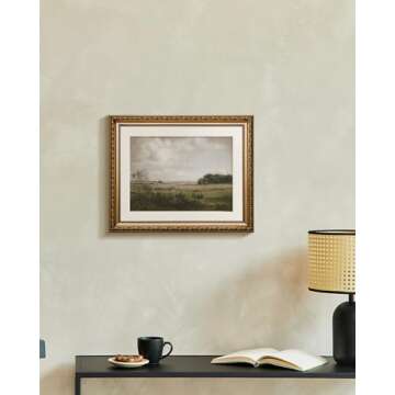 VIYYIEA Gold Framed Vintage Landscape Wall Art 13x16 Inch