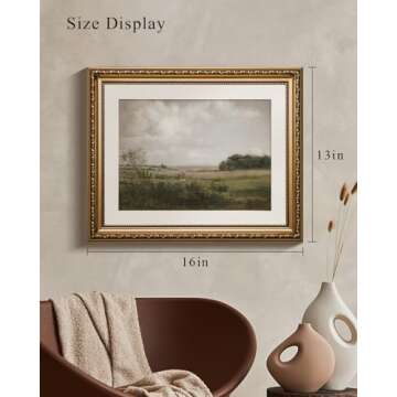 VIYYIEA Gold Framed Vintage Landscape Wall Art 13x16 Inch