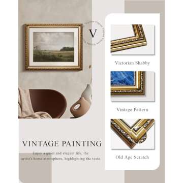 VIYYIEA Gold Framed Vintage Landscape Wall Art 13x16 Inch