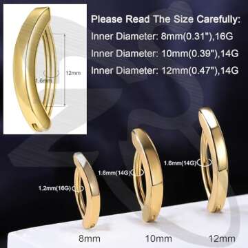 ZS 14G Clicker Belly Button Rings for Women, 925 Sterling Silver Belly Barbell Piercing Gold Reverse...