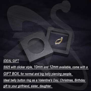 ZS 14G Clicker Belly Button Rings in Sterling Silver