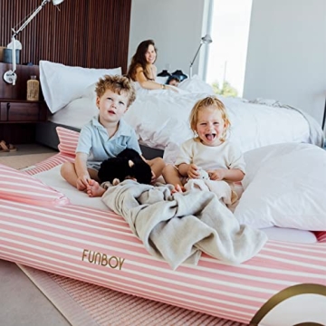 FUNBOY Kids Pink Inflatable Travel Bed & Mattress. Perfect for Sleepovers. Includes Carrying Case Storage Bag, Twin
