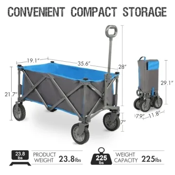 PORTAL Collapsible Wagon Cart, Heavy Duty Foldable Wagons Carts with Wheels, Folding Utility Wagon for Camping, Shopping, Garden, Sports, Beach