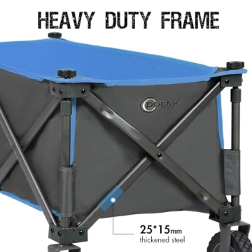 PORTAL Collapsible Wagon Cart, Heavy Duty Foldable Wagons Carts with Wheels, Folding Utility Wagon for Camping, Shopping, Garden, Sports, Beach
