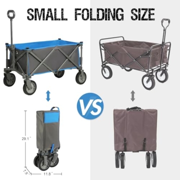PORTAL Collapsible Wagon Cart, Heavy Duty Foldable Wagons Carts with Wheels, Folding Utility Wagon for Camping, Shopping, Garden, Sports, Beach