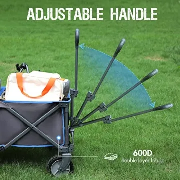 PORTAL Collapsible Wagon Cart, Heavy Duty Foldable Wagons Carts with Wheels, Folding Utility Wagon for Camping, Shopping, Garden, Sports, Beach