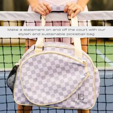 Pik’le’Ball Sport Premium Pickleball Bags for Women – Stylish and Fashion-Forward Sports Bags with Padded Paddle Pocket, Water Bottle Holder, and Ample Storage for 2+ Pickleball Paddles