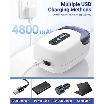 MoonOrange Aquarium Air Pump, Rechargeable Portable Oxygen Pump with Single/Dual Outlets, Quiet Aerator for Fish Tank up to 30/70 Gallon, Outdoor Fishing, Fish Transport and Power Cut.