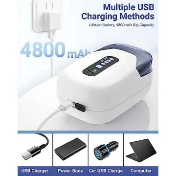 MoonOrange Aquarium Air Pump, Rechargeable Portable Oxygen Pump with Single/Dual Outlets, Quiet Aerator for Fish Tank up to 30/70 Gallon, Outdoor Fishing, Fish Transport and Power Cut.