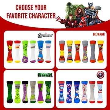 Marvel Legends Boys & Men Socks - 6-Pack Crew Socks