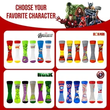 Marvel Legends Boys & Men Socks - 6-Pack Crew Socks