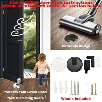 Mechanical Door Stopper - Upgrade with Removable Design, Adjustable Height for Door Gaps, Windproof, Easy Installation with Adhesive Pads or Screws (Golden)