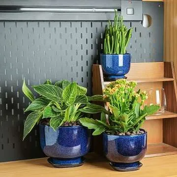 Vicrays Ceramic Plant Pots Set - 6.8/5.5/4.3 Inch Planters