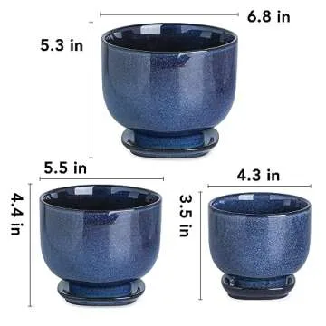 Vicrays Ceramic Plant Pots Set - 6.8/5.5/4.3 Inch Planters
