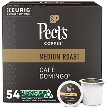 Peet's Café Domingo Medium Roast K-Cup Pods for Keurig - 54 Count