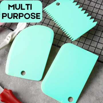 Cake Scraper Cake Decorating Comb - SURDOCA Cake Scraper Smoother, Flexible Plastic Dough Scraper Fo...