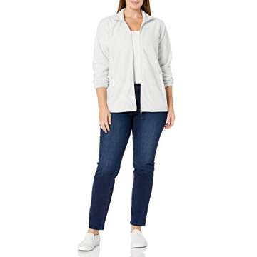 Amazon Essentials Women's Classic-Fit Full-Zip Polar Soft Fleece Jacket (Available in Plus Size), Light Grey Heather, Small