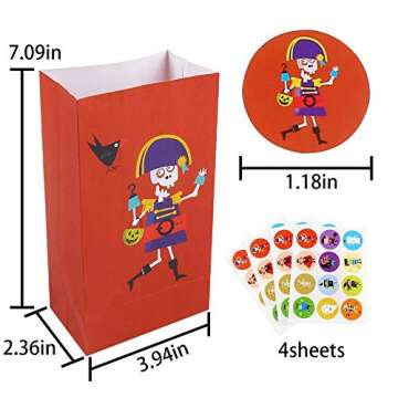 CCINEE 36pcs Halloween Paper Treat Bags Cute Candy Bags with 48pcs Round Stickers for Halloween Part...