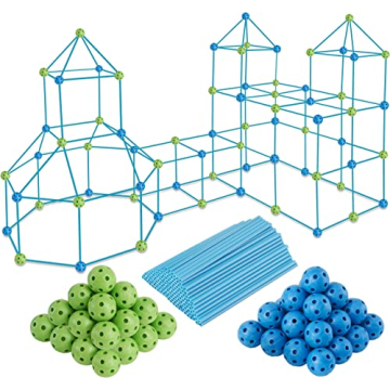 PLAYVIBE 130 PCS Kids Fort Building Kit for Kids Toys – Crazy Forts Builder – Make a Fort Buildi...