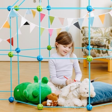 PLAYVIBE 130 PCS Kids Fort Building Kit for Creative Play