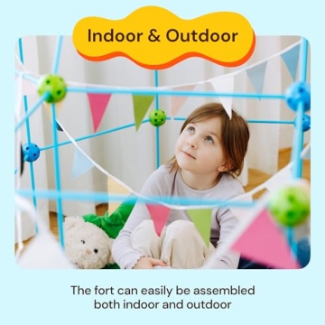 PLAYVIBE 130 PCS Kids Fort Building Kit for Creative Play