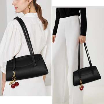 GETERUUV Shoulder Bag for Women Trendy Black Purse Vegan Leather Handbags Small Shoulder Purse Fall ...