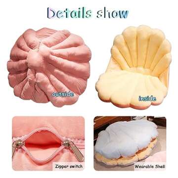 3D Wearable Ocean Princess Seashell Decorative Sea Animal Pillow Large Clam Shell Throw Pillows Soft Velvet Insert Decorative Pillow Cushion Floor Pillow for Couch Bed Living Room(79IN, Pink)