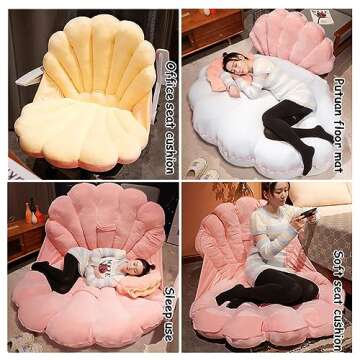 3D Wearable Ocean Princess Seashell Decorative Sea Animal Pillow Large Clam Shell Throw Pillows Soft Velvet Insert Decorative Pillow Cushion Floor Pillow for Couch Bed Living Room(79IN, Pink)