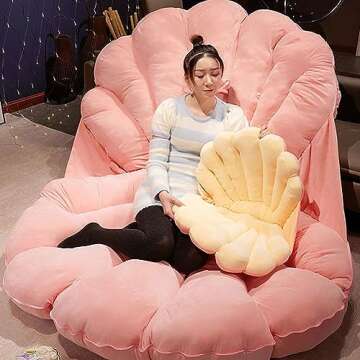 3D Wearable Ocean Princess Seashell Decorative Sea Animal Pillow Large Clam Shell Throw Pillows Soft Velvet Insert Decorative Pillow Cushion Floor Pillow for Couch Bed Living Room(79IN, Pink)