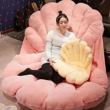 3D Wearable Ocean Princess Seashell Decorative Sea Animal Pillow Large Clam Shell Throw Pillows Soft Velvet Insert Decorative Pillow Cushion Floor Pillow for Couch Bed Living Room(79IN, Pink)