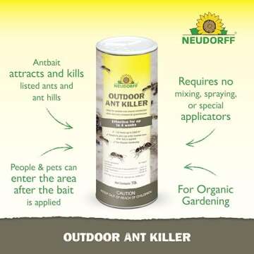 Neudorff Outdoor Ant Killer, Ant Bait Granules 1 lbs Treats up to 2,000 sq. ft. & Lasts up to 4 Week...