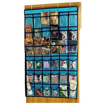 NIMES Hanging Closet Underwear Sock Jewelry Storage Over The Door Organizer 36 Clear Pockets (Blue)