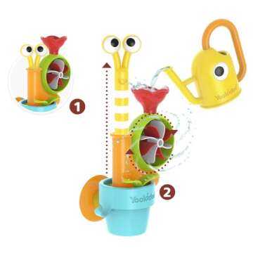 Yookidoo Toddler Baby Bath Toy (Ages 1-3) Pop-up Snail Sprinkler - Garden Adventure Set with Watering Can (Mold Free) Attach to Any Tub or Shower Fun for Bath time - Great for Boys,Girls,& Kids