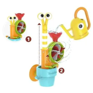 Yookidoo Toddler Baby Bath Toy (Ages 1-3) Pop-up Snail Sprinkler - Garden Adventure Set with Watering Can (Mold Free) Attach to Any Tub or Shower Fun for Bath time - Great for Boys,Girls,& Kids