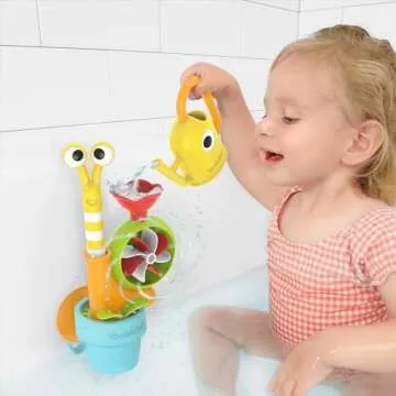 Yookidoo Toddler Baby Bath Toy (Ages 1-3) Pop-up Snail Sprinkler - Garden Adventure Set with Watering Can (Mold Free) Attach to Any Tub or Shower Fun for Bath time - Great for Boys,Girls,& Kids
