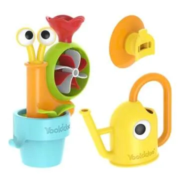Yookidoo Toddler Baby Bath Toy (Ages 1-3) Pop-up Snail Sprinkler - Garden Adventure Set with Watering Can (Mold Free) Attach to Any Tub or Shower Fun for Bath time - Great for Boys,Girls,& Kids