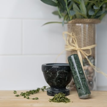 Fox Run Green Marble Mortar and Pestle for Effortless Grinding