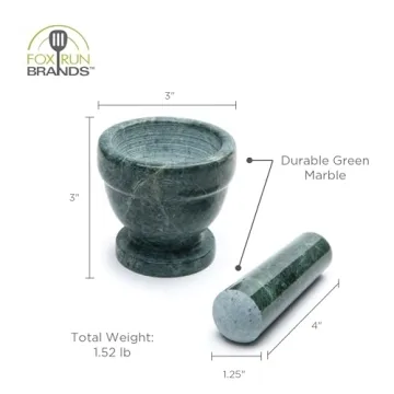 Fox Run Green Marble Mortar and Pestle for Effortless Grinding