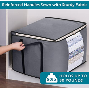 Large Comforter Storage Bag 100L with Reinforced Handles 3 Pack